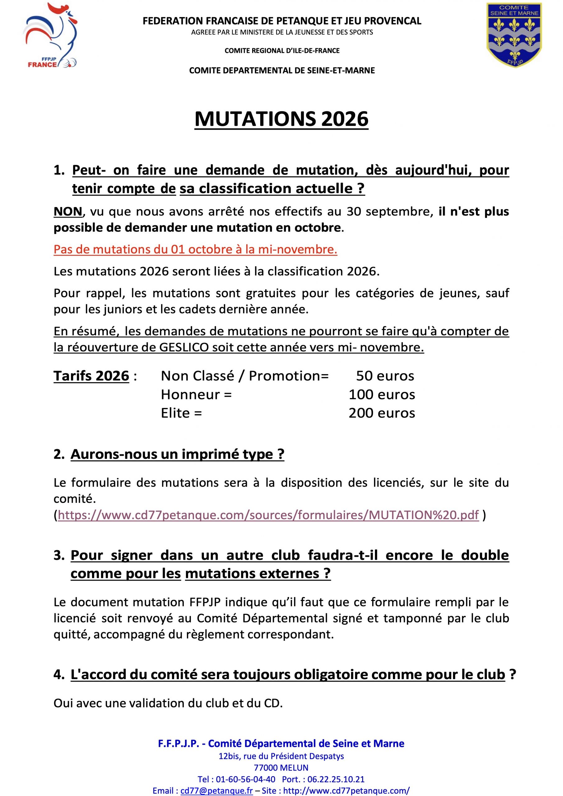 Lire la suite à propos de l’article Note mutation, 2026